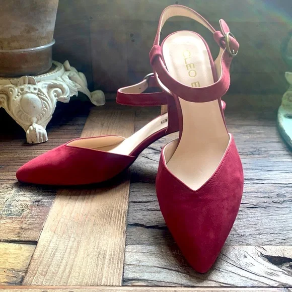 Anthropologie Cleo B Maroon Pointed Heels - Picture 1 of 8